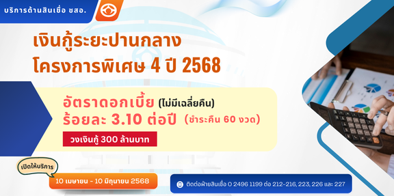 เงินกู้ระยะปานกลาง โครงการพิเศษ 4 ปี 2568